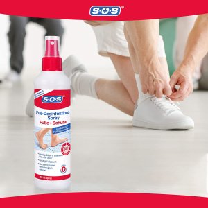 SOS 脚部抗真菌喷雾 去除去除 99.99% 的细菌、真菌和病毒