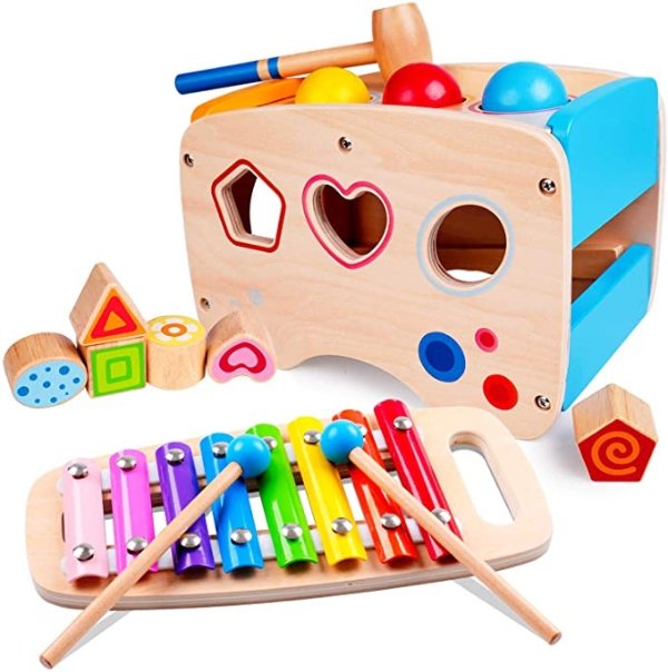 3合一 木琴+木锤 宝宝音乐启蒙玩具