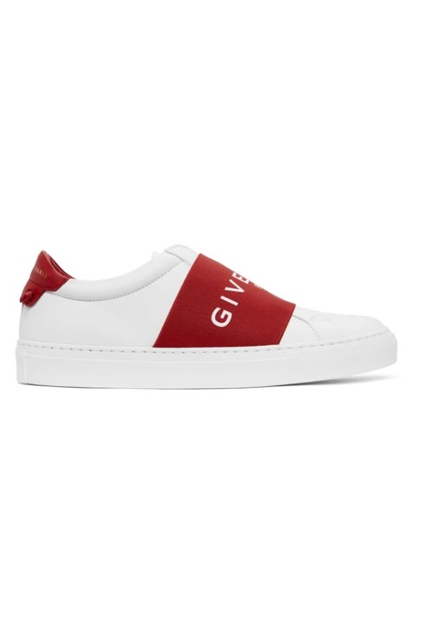 White & Red Elastic Urban 运动鞋