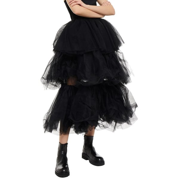 黑色蓬蓬纱半身裙
