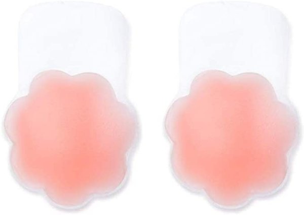 XXPP Women's Adhesive Bra Breast Lift Nipplecovers Adhesive Strapless Silicone Sticky Pasties Bra Push Up Nippleless Covers Pink