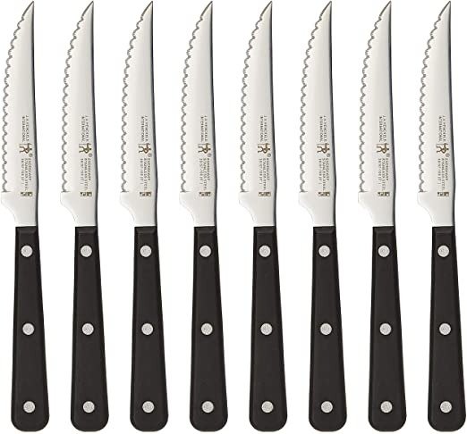ZWILLING J.A. Henckels Steak Knife Set J.A. Henckels International Eversharp Pro 8-Piece Serrated Steak Knife Set 4.5" Black