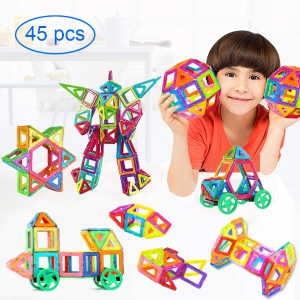 闪购：MIBOTE 儿童益智3D磁力彩色积木 45片 开发智力