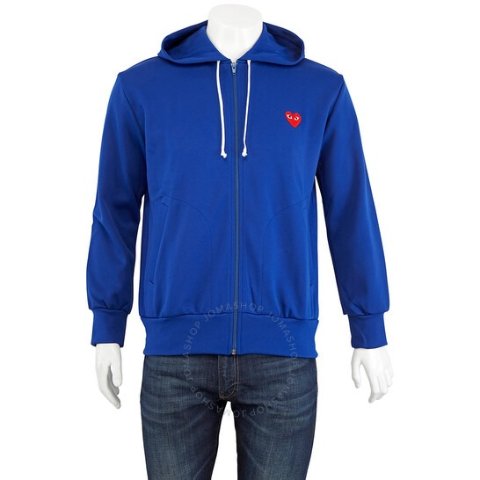 蓝色拉链连帽卫衣