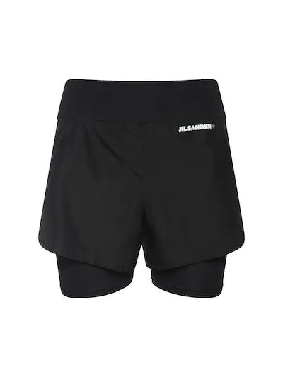 LOGO科技织物层叠跑步短裤
