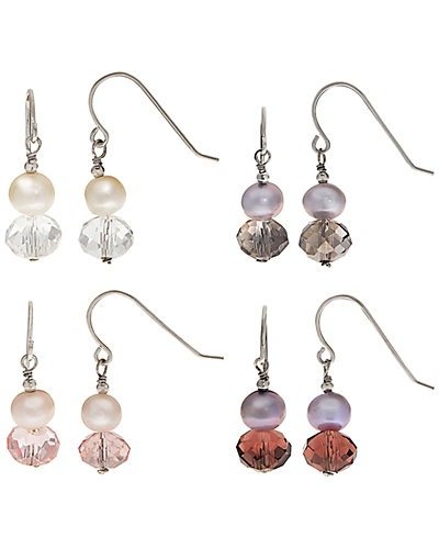 generic pearls 6-7毫米淡水珍珠和水晶耳环