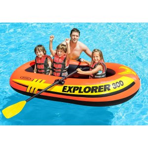 Intex Explorer 300 3人充气橡皮艇 + 一对桨 + 充气泵