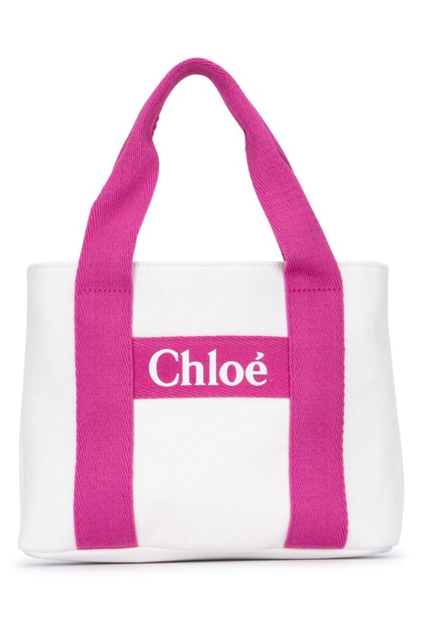Chloé Kids 徽标印花牛仔单肩包