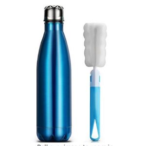 OMorc 双层不锈钢保温水瓶(500ml) 附赠清洁刷 蓝色