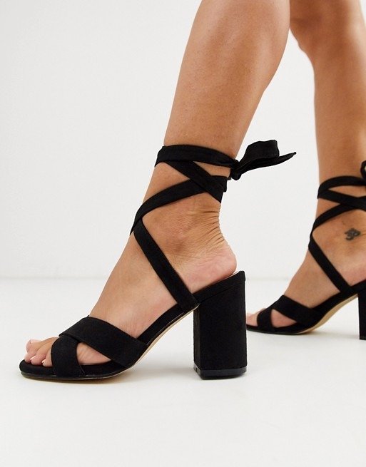 tie leg block heeled sandals | ASOS