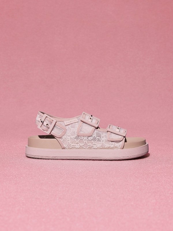 粉色蕾丝凉鞋