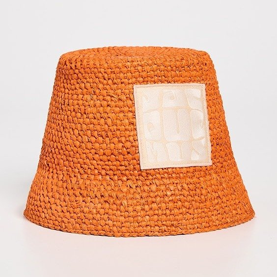 橙色编织渔夫帽