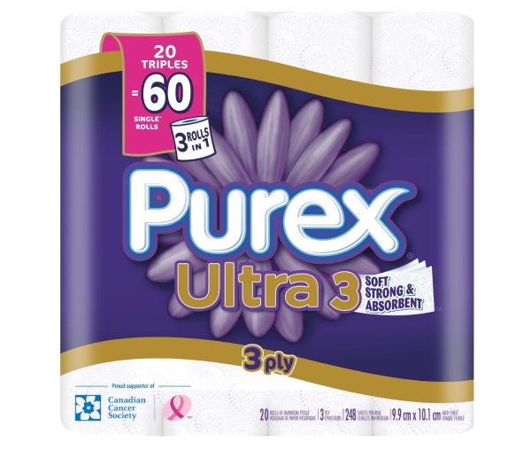Purex Ultra Plus 3层厕纸20大卷 相当于普通60卷