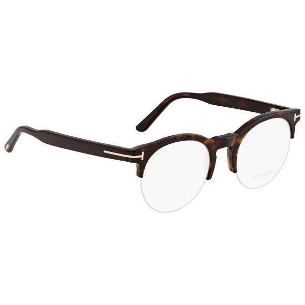 深色Havana Round Eyeglasses FT5539-52-50