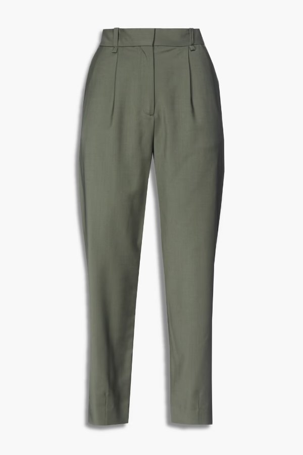 Pasta cropped pleated wool-blend tapered pants