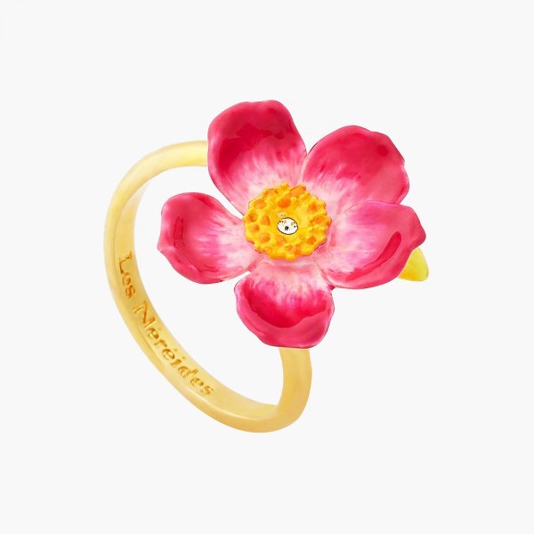粉红色罂粟花可调节戒指