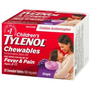 Tylenol 泰诺 2-11岁儿童退烧止痛咀嚼片 20片葡萄味