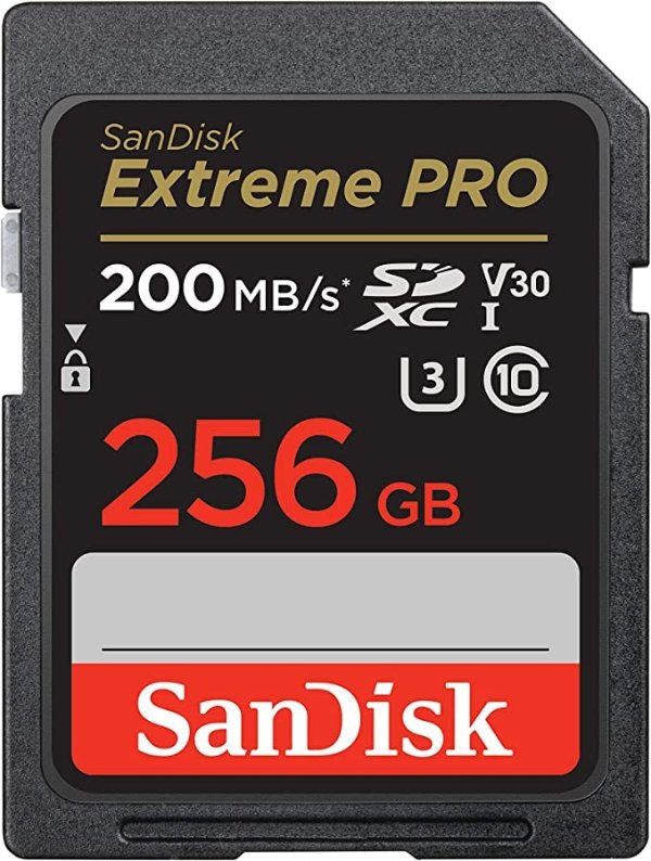256GB Extreme PRO SDXC C10, U3, V30, 4K UHD