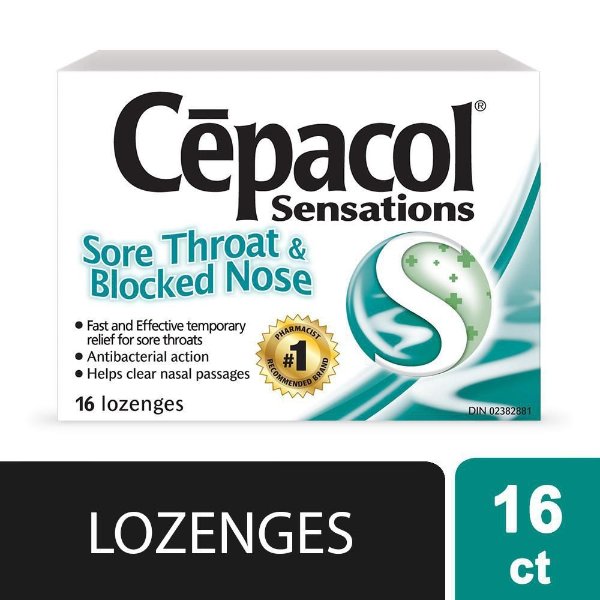 Cepacol 缓解喉咙痛、鼻塞含片16片装 