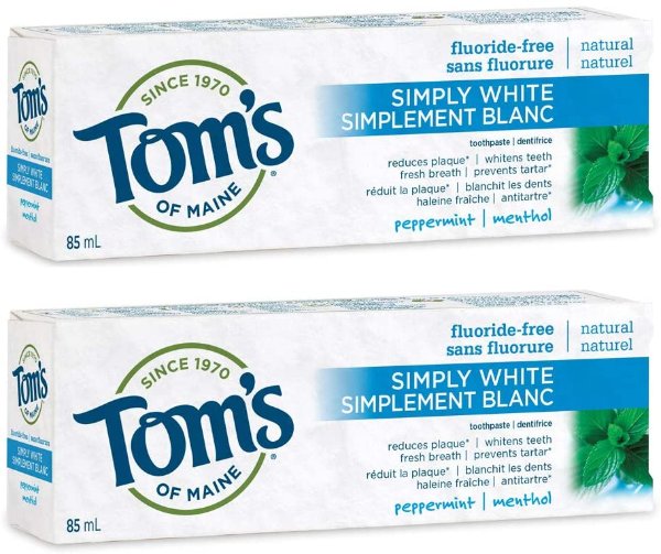 Tom's of Maine 薄荷味亮白牙膏  85mL x 2个装