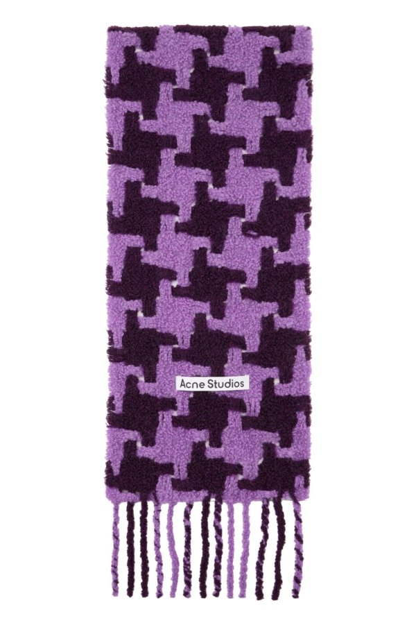 紫色千鸟格围巾