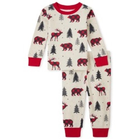 男女通用婴儿和幼儿配套家庭冬季小熊舒适棉质睡衣