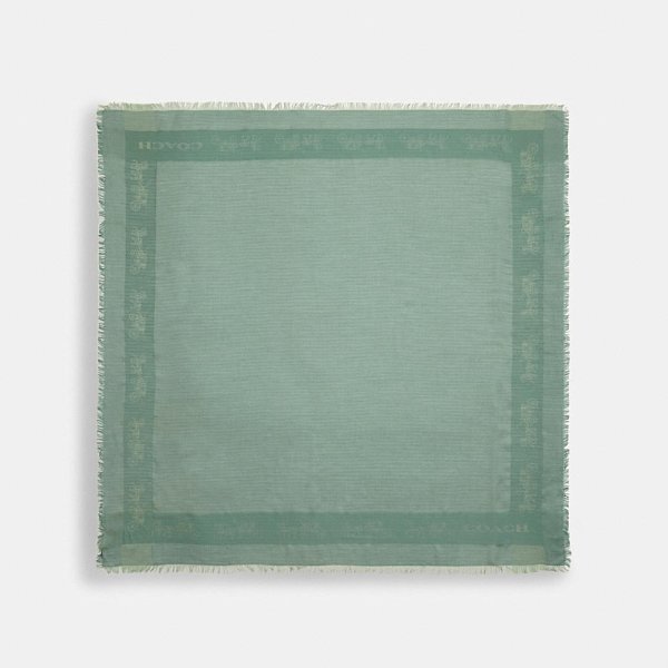 方形湖水绿丝巾