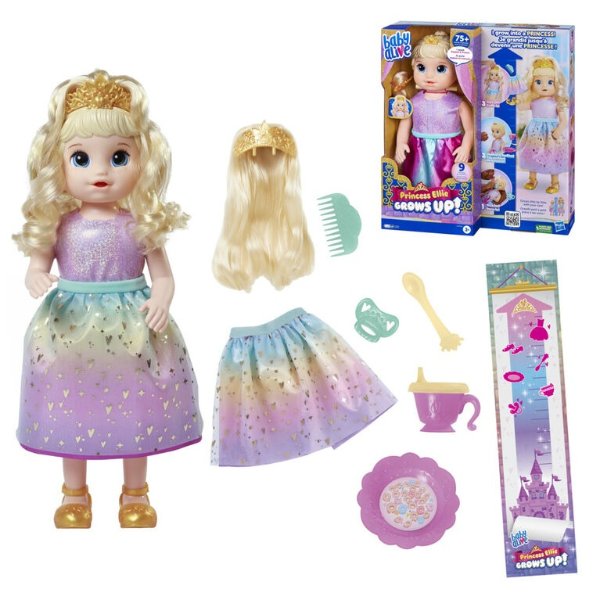 宝贝艾莉公主长大了！带配件的互动娃娃，会说话的娃娃，18 英寸