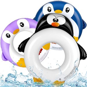 夏日必败：企鹅充气救生圈3件 儿童游泳圈 泳池派对玩具 后院戏水