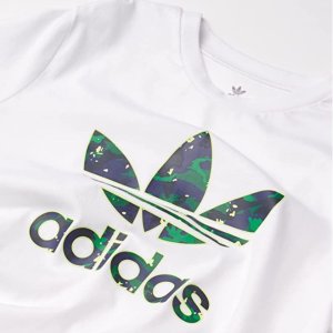 Adidas 男童女童 M码 迷彩印花图案短T 轻薄透气 休闲百搭