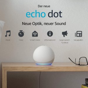 折后仅€43搭载Alexa助手Echo Dot 第4代智能音箱 全新球状设计 音质超好