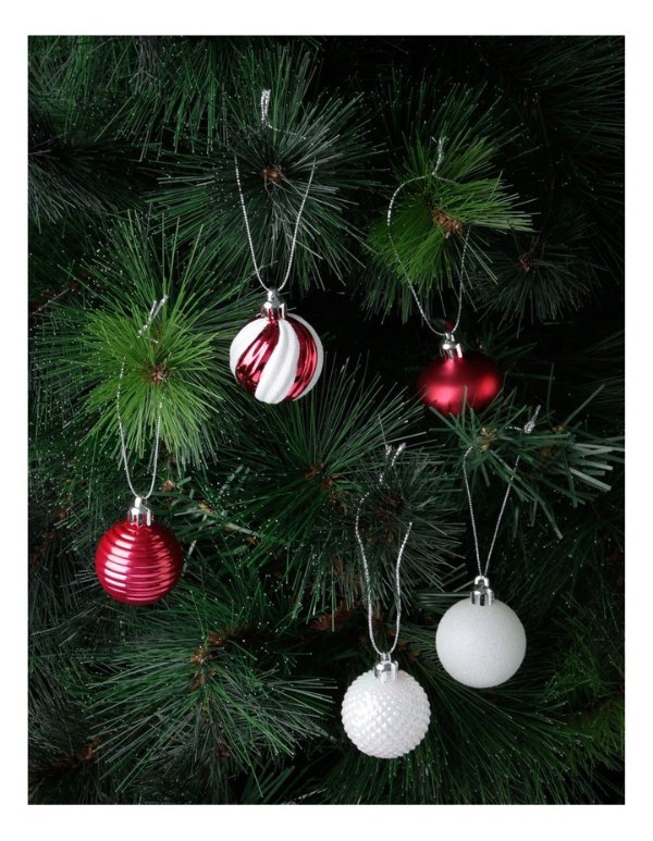 Product: Merry & Bright Assorted White & Red Shatter-Resistant Baubles 30pkMerry & Bright Assorted White & Red Shatter-Resistant Baubles 30pk
