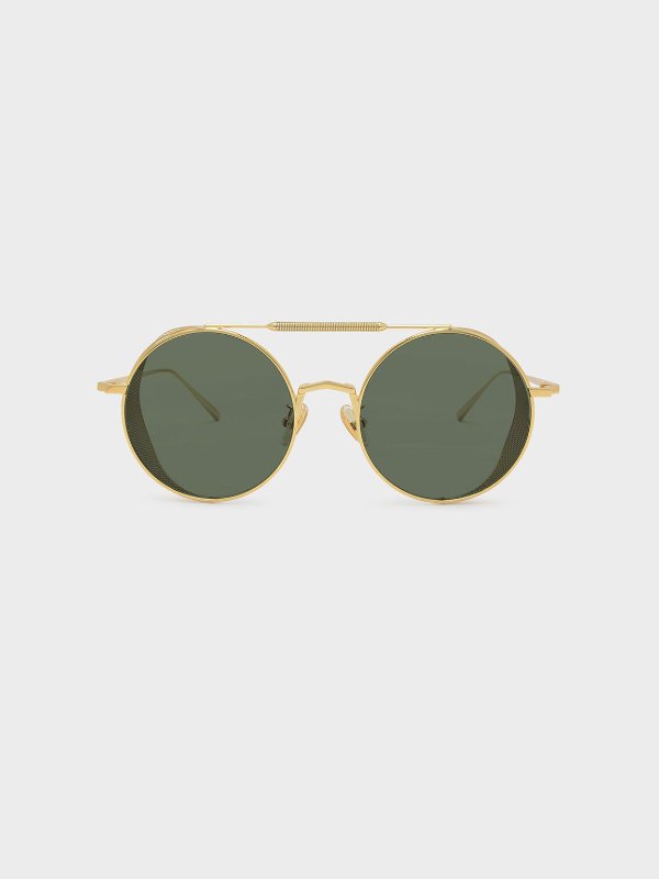 Gold Mesh Detail Sunglasses