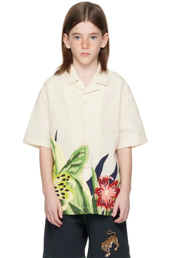 米色儿童花朵衬衫
