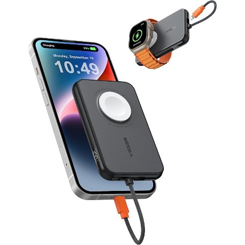 Portable Charger for iPhone with Built in Cable, 5000mAh Mini 