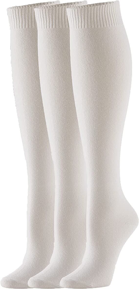 白色中筒袜三双组