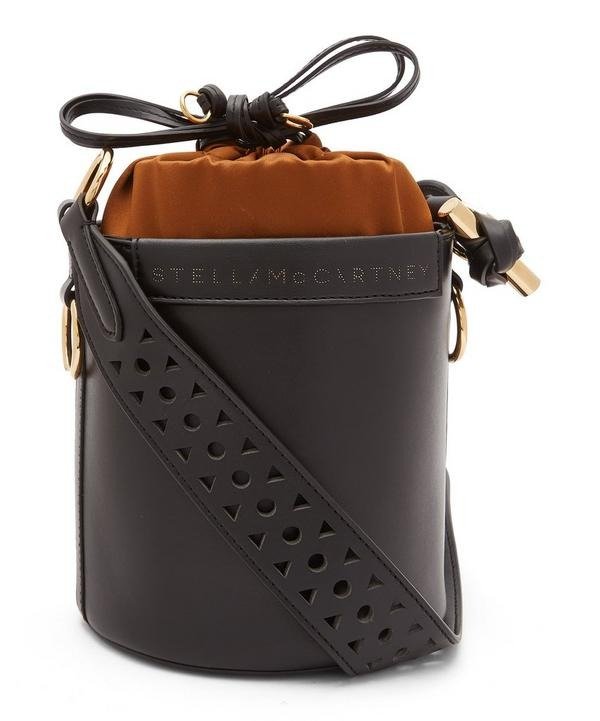 Perforated Faux Leather Bucket Bag