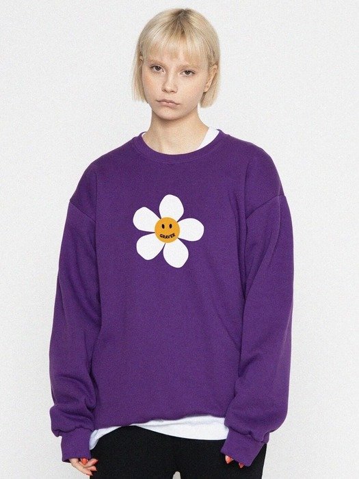 紫色花朵笑脸卫衣