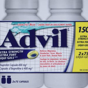 Advil 强效止痛胶囊75粒*2瓶 退烧 缓解头疼/姨妈痛/关节痛