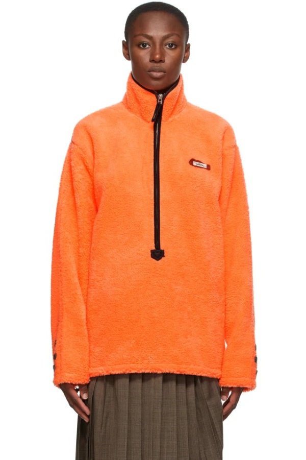 Orange Half Zip-Up Sweatshirt