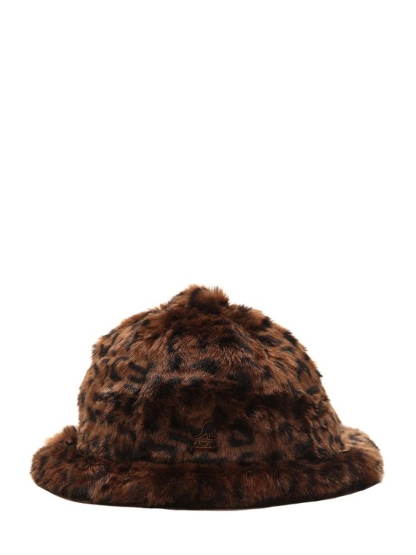 豹纹毛绒渔夫帽