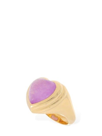 紫色心形石英石戒指