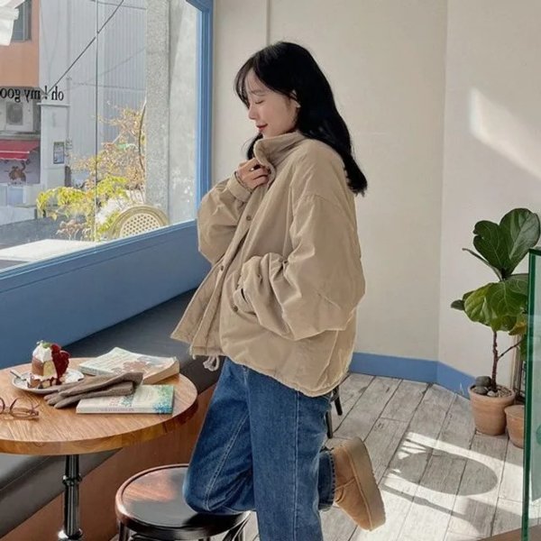 韩系短款棉外套
