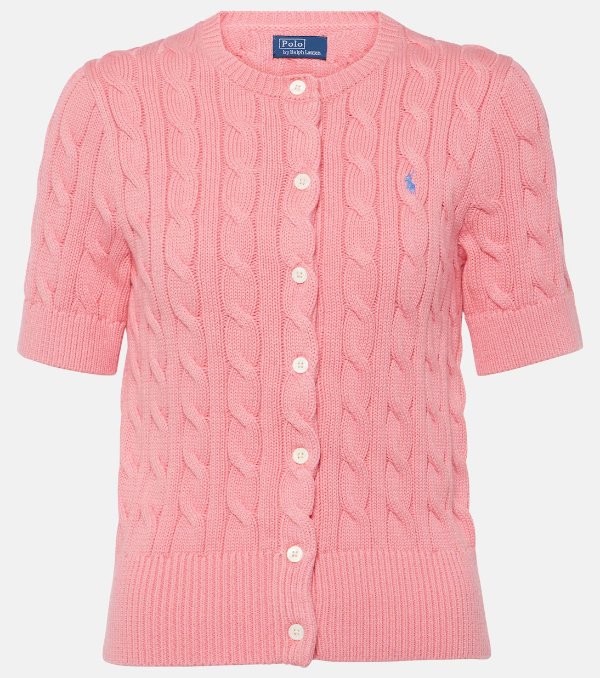粉色针织短袖开衫