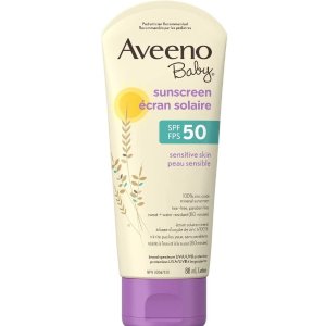 史低价：Aveeno 婴儿矿物天然氧化锌SPF50 防晒乳液 80分钟防汗防水