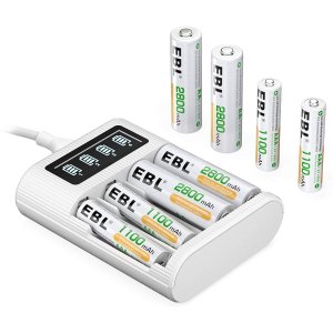 史低价：EBL AAA镍氢充电电池 配有4通道电池快速充电器