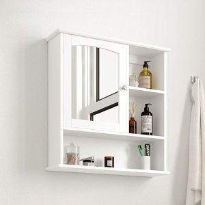 💥史低价💥：VASAGLE 简约浴室镜柜 带置物架+可调高度层板