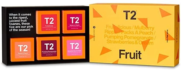 T2 Tea Five Fruit- 5 Mini Gift Cubes of Classic Loose Leaf Fruit Tea in Gift Pack, 160 g