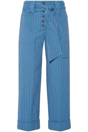 Robin pinstriped cotton-blend seersucker culottes