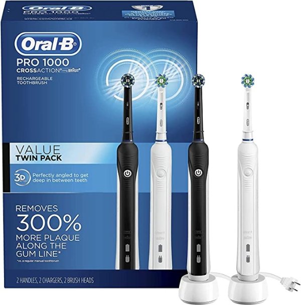 Oral-B Pro 1000 电动牙刷 成人黑白两支装